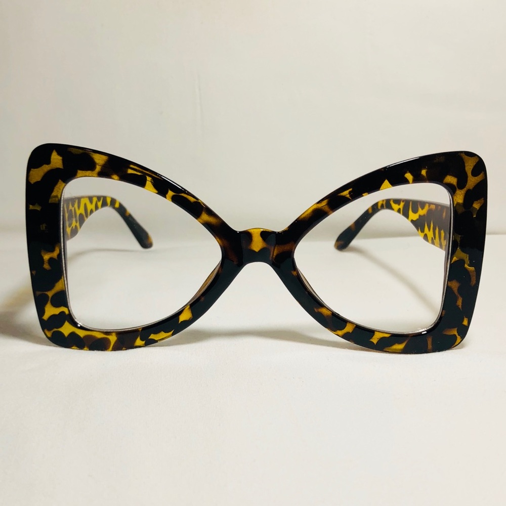 Tortoise Clear Lens Bowtie Glasses